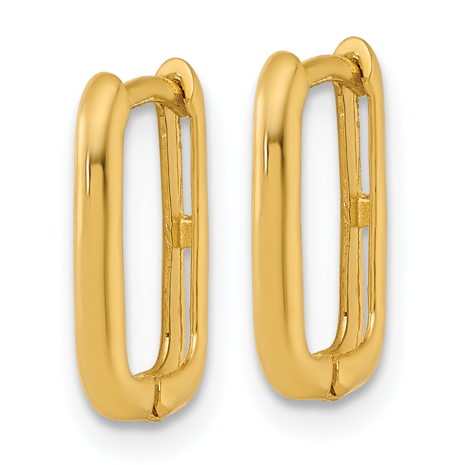 10K Yellow Gold Polished Rectangle 1.85mm Hinged Hoop Earrings