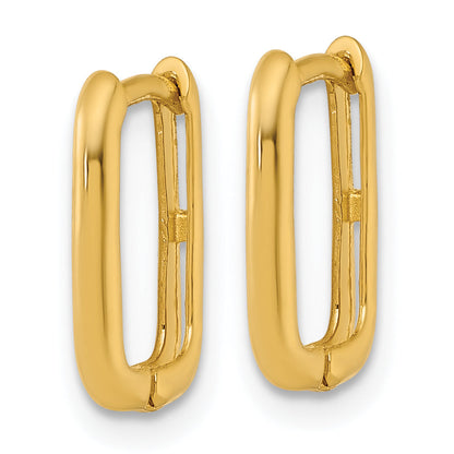 10K Yellow Gold Polished Rectangle 1.85mm Hinged Hoop Earrings