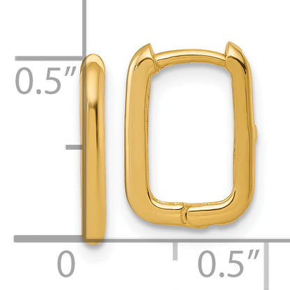 10K Yellow Gold Polished Rectangle 1.85mm Hinged Hoop Earrings