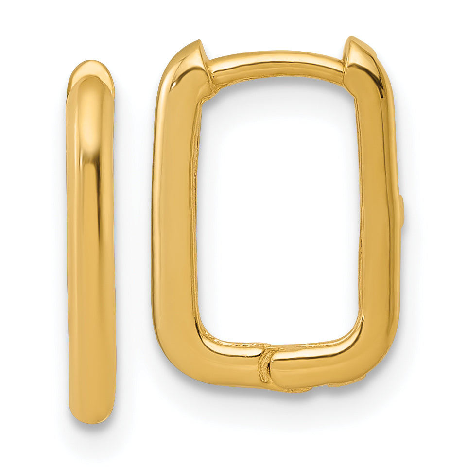 10K Yellow Gold Polished Rectangle 1.85mm Hinged Hoop Earrings