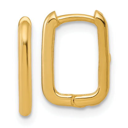 10K Yellow Gold Polished Rectangle 1.85mm Hinged Hoop Earrings