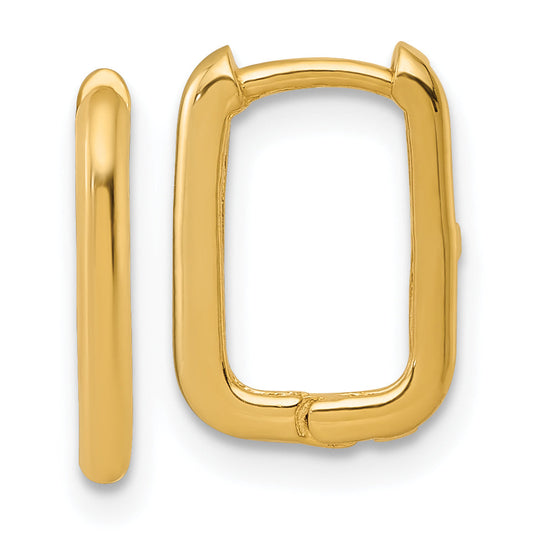 10K Yellow Gold Polished Rectangle 1.85mm Hinged Hoop Earrings