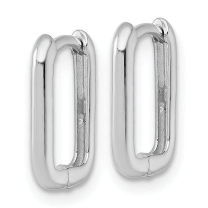 10K White Gold Polished Rectangle 1.85mm Hinged Hoop Earrings