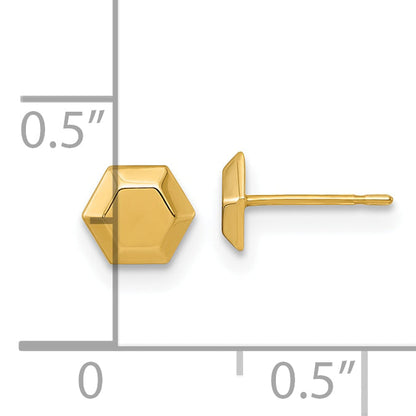 10K Yellow Gold Polished Hexagon Post Earrings
