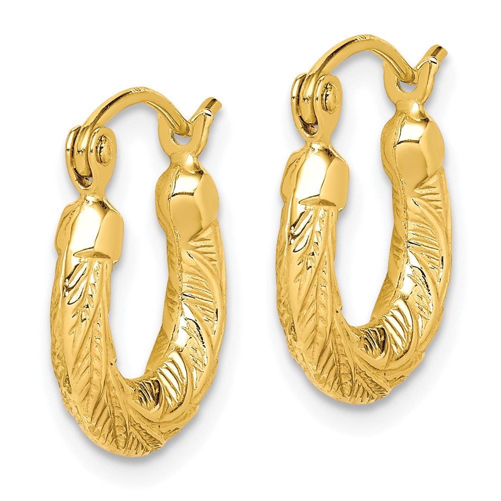 10K Yellow Gold Fancy Small Hoop Earrings
