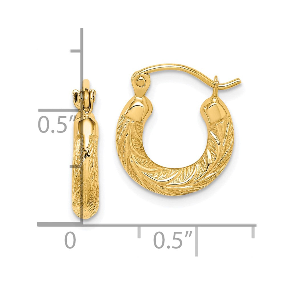 10K Yellow Gold Fancy Small Hoop Earrings