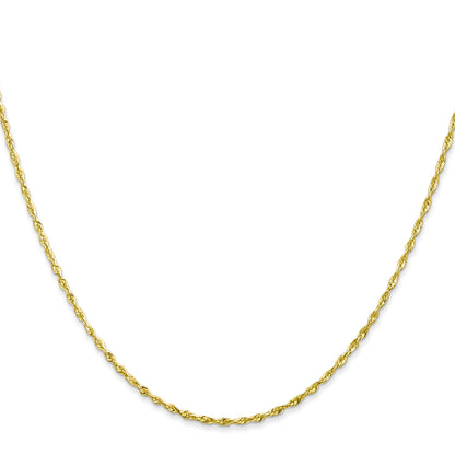 18 Inch 10K Yellow Gold 1.5mm Extra-Light D/C Rope Chain Necklace