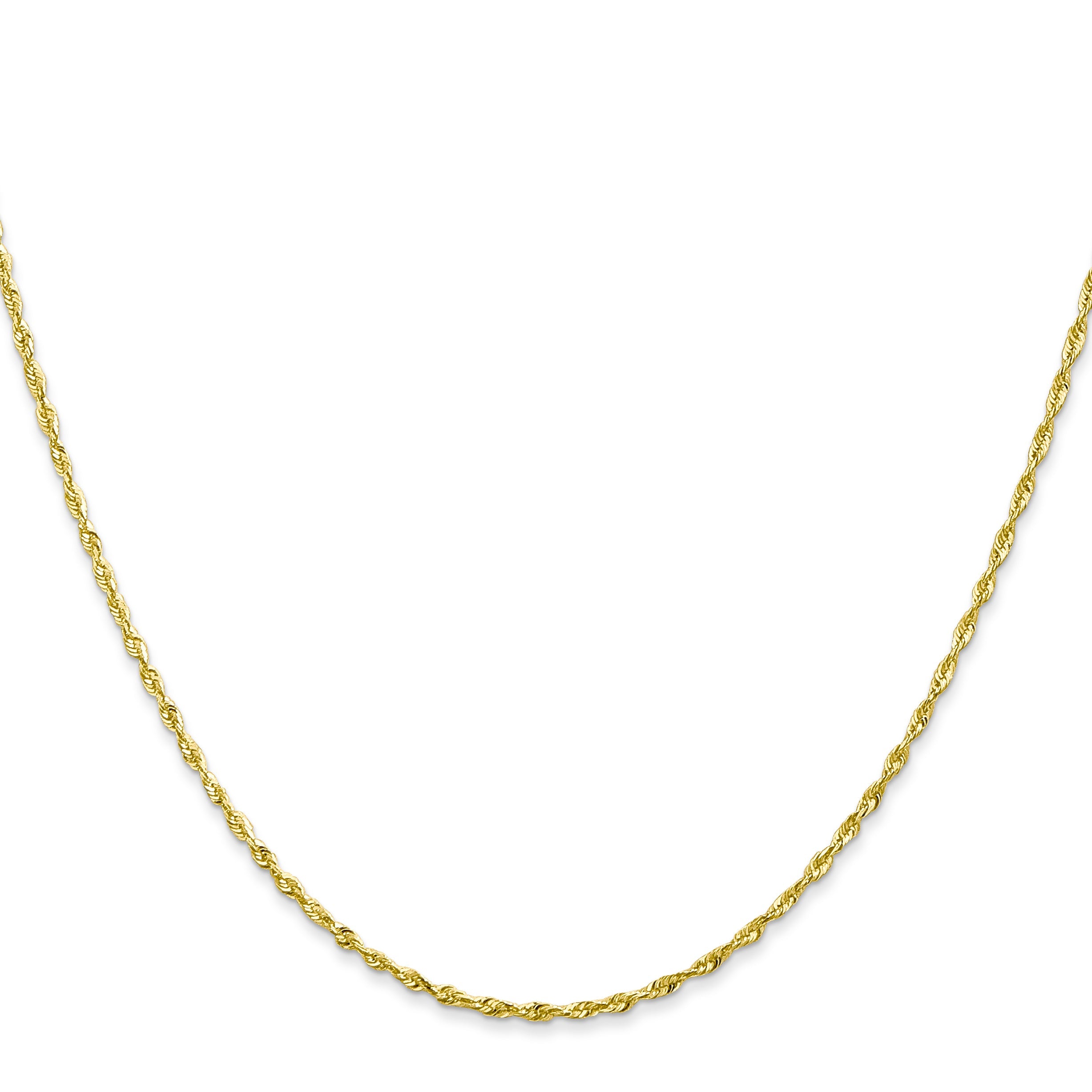3 Inch 10K Yellow Gold 1.5mm Extra-Light D/C Rope Chain Necklace