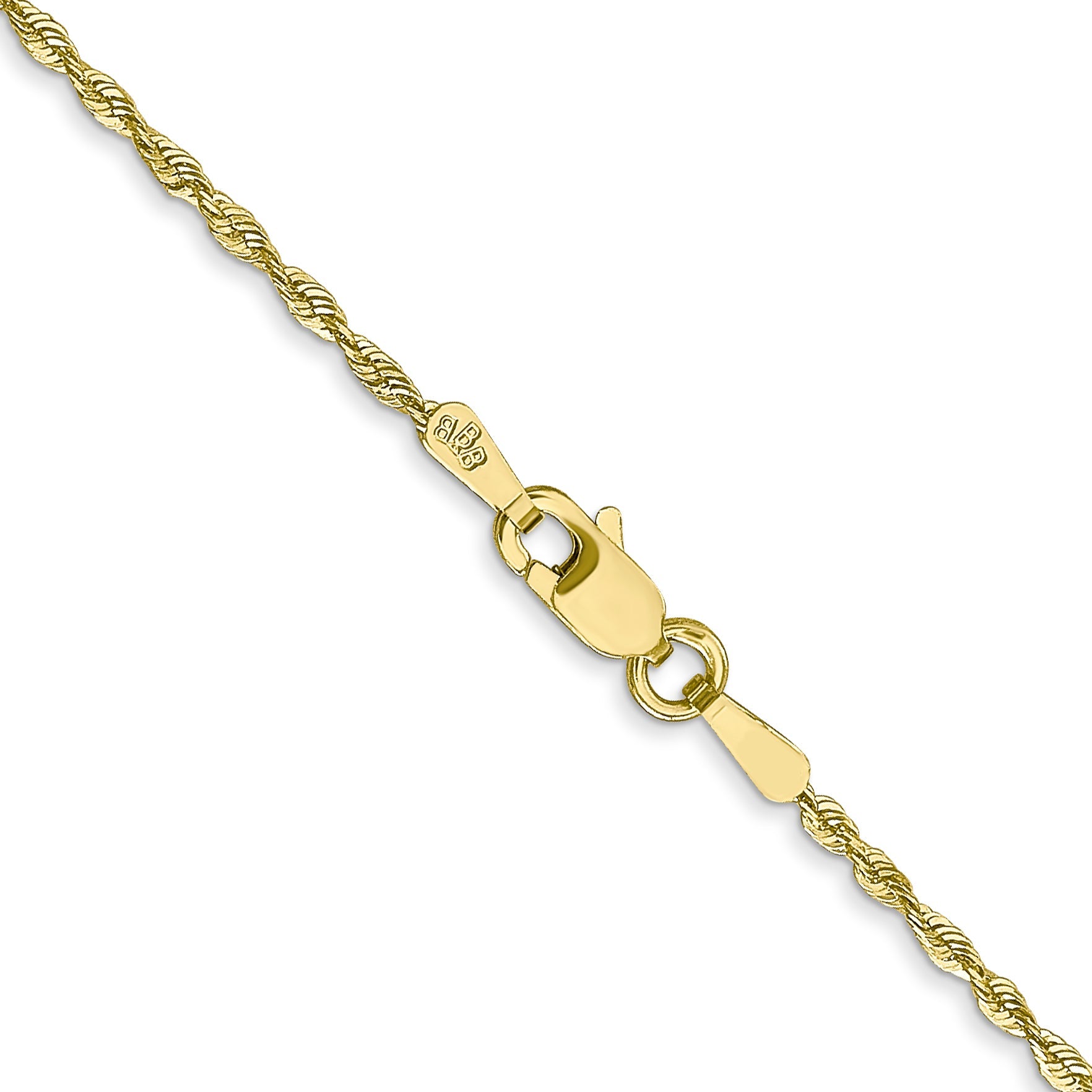 3 Inch 10K Yellow Gold 1.5mm Extra-Light D/C Rope Chain Necklace