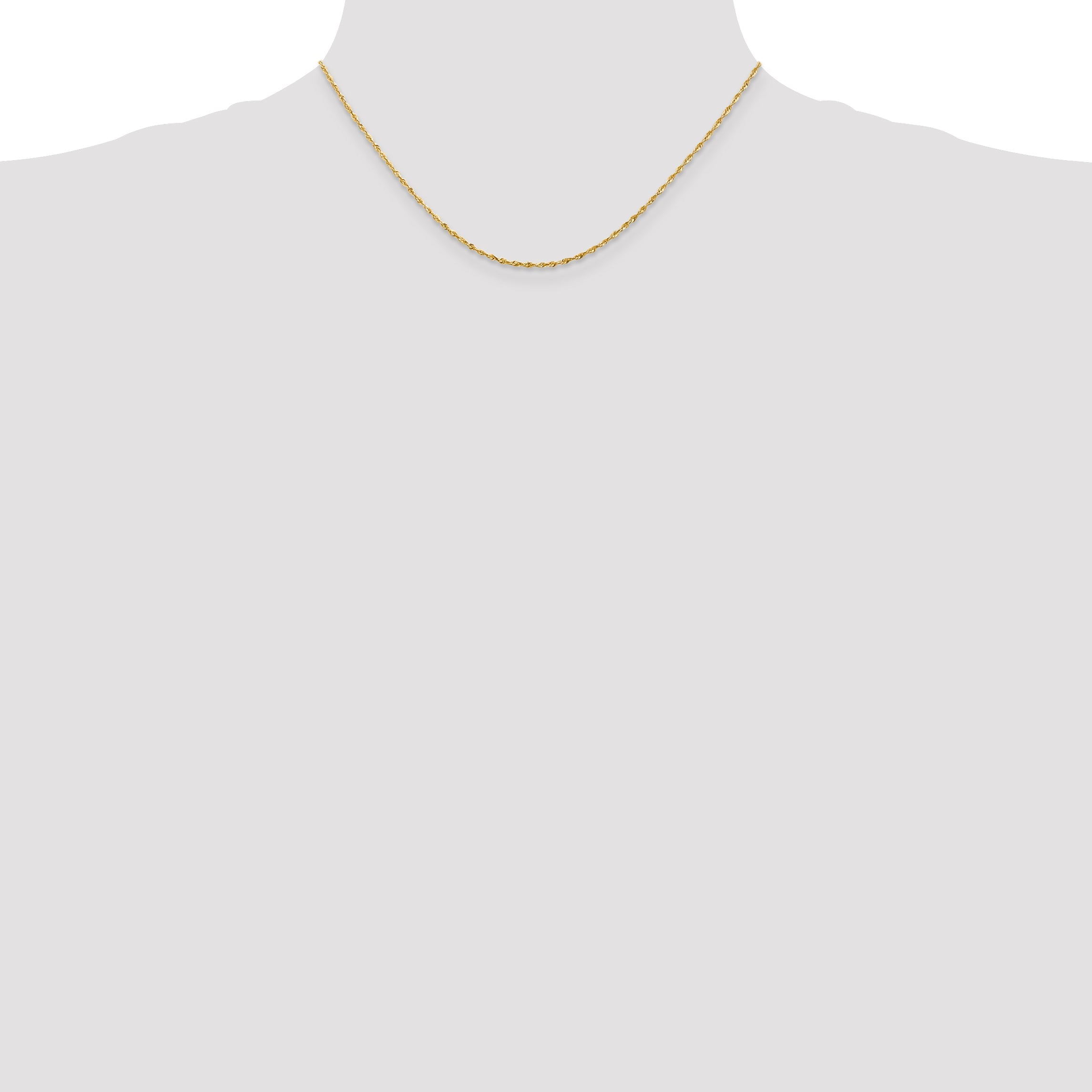 16 Inch 10K Yellow Gold 1.5mm Extra-Light D/C Rope Chain Necklace