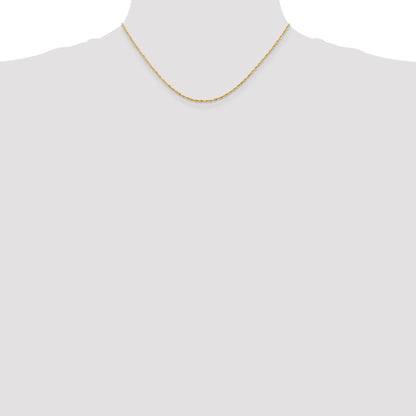16 Inch 10K Yellow Gold 1.5mm Extra-Light D/C Rope Chain Necklace