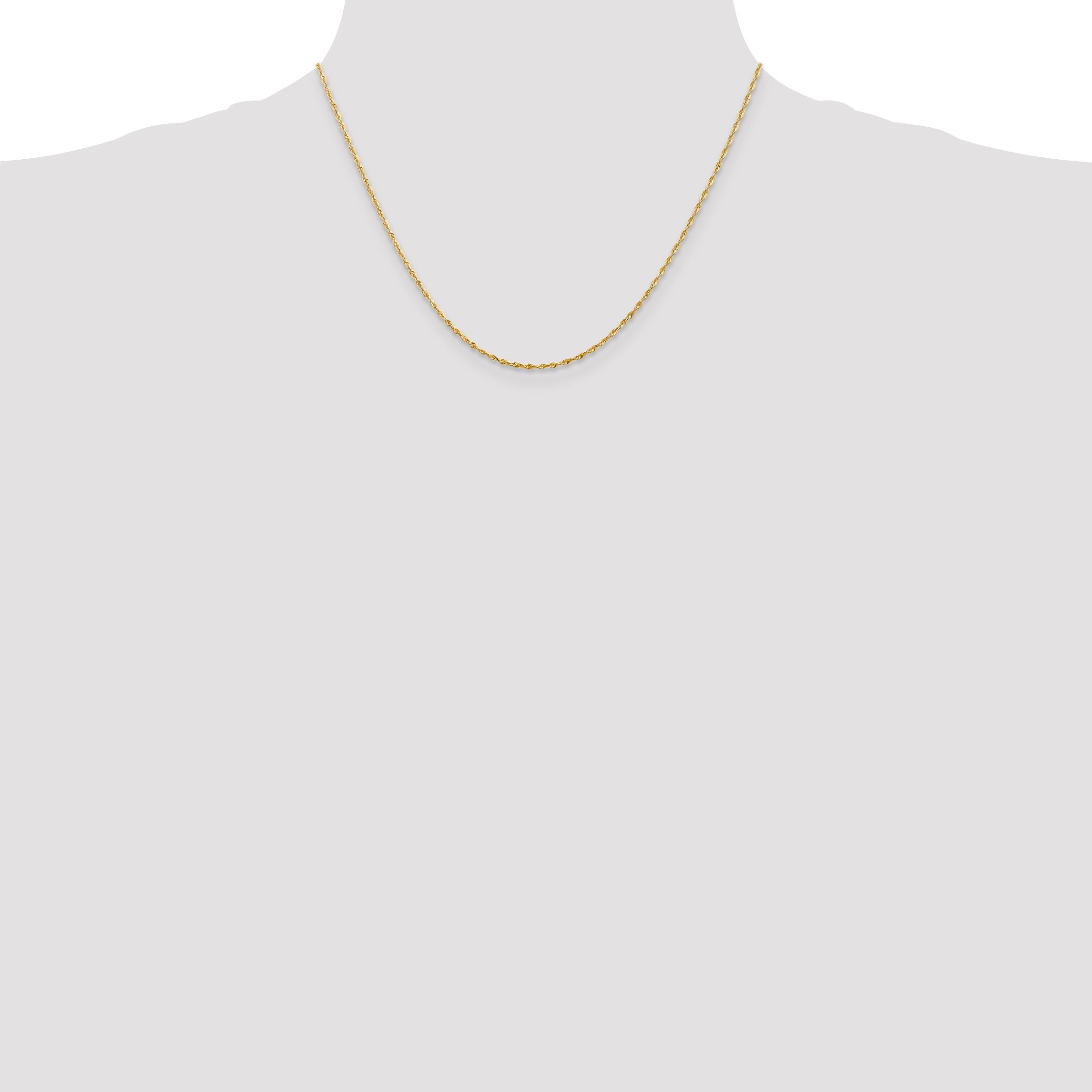 18 Inch 10K Yellow Gold 1.5mm Extra-Light D/C Rope Chain Necklace