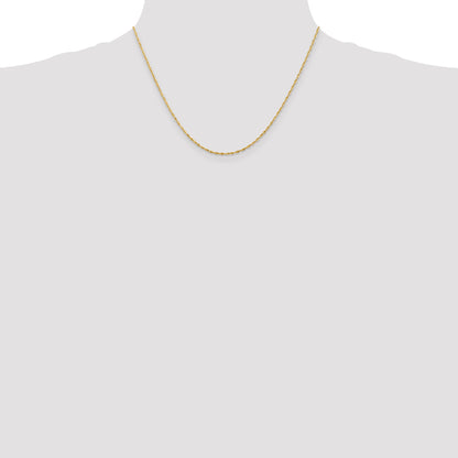18 Inch 10K Yellow Gold 1.5mm Extra-Light D/C Rope Chain Necklace
