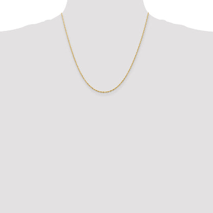 2 Inch 10K Yellow Gold 1.5mm Extra-Light D/C Rope Chain Necklace