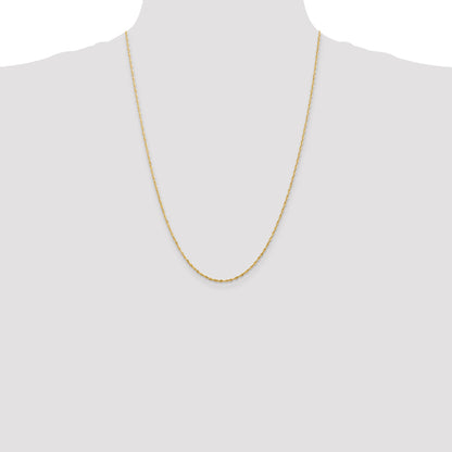 24 Inch 10K Yellow Gold 1.5mm Extra-Light D/C Rope Chain Necklace