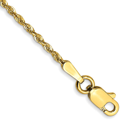 8 Inch 10k Yellow Gold 1.5mm Extra-Light D/C Rope Chain Bracelet