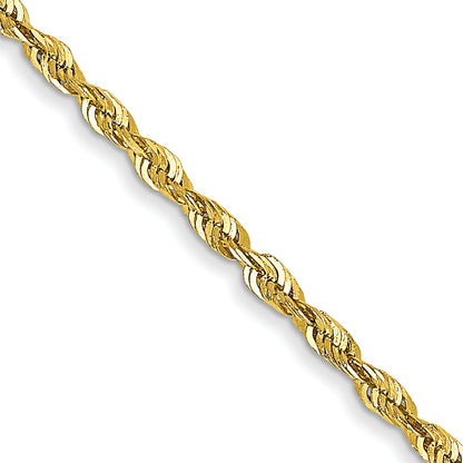 16 Inch 10K Yellow Gold 1.5mm Extra-Light D/C Rope Chain Necklace