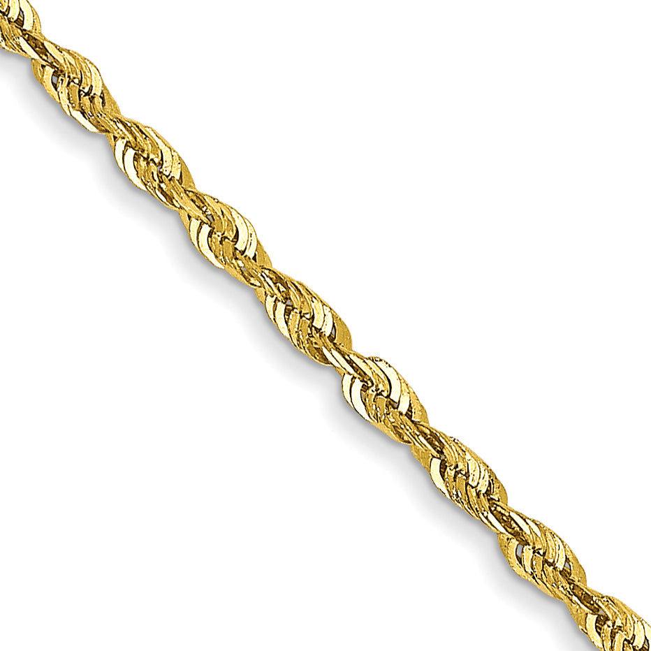24 Inch 10K Yellow Gold 1.5mm Extra-Light D/C Rope Chain Necklace