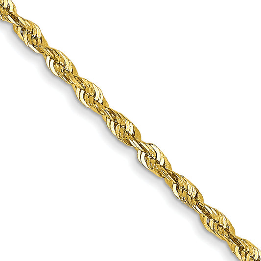 24 Inch 10K Yellow Gold 1.5mm Extra-Light D/C Rope Chain Necklace