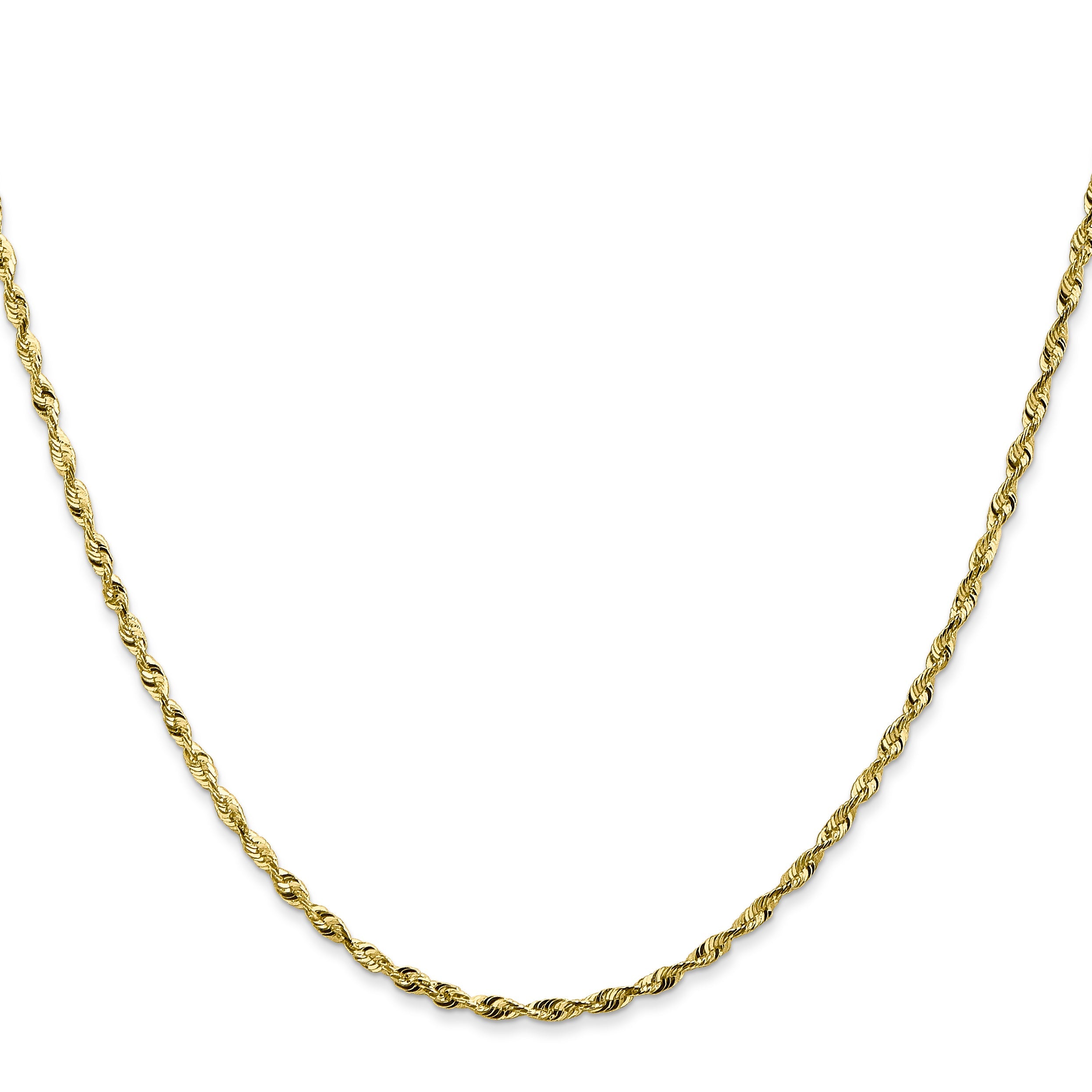 2 Inch 10K Yellow Gold 1.8mm Extra-Light Diamond Cut Rope Chain Necklace