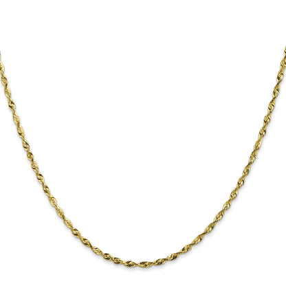 22 Inch 10K Yellow Gold 1.8mm Extra-Light D/C Rope Chain Necklace