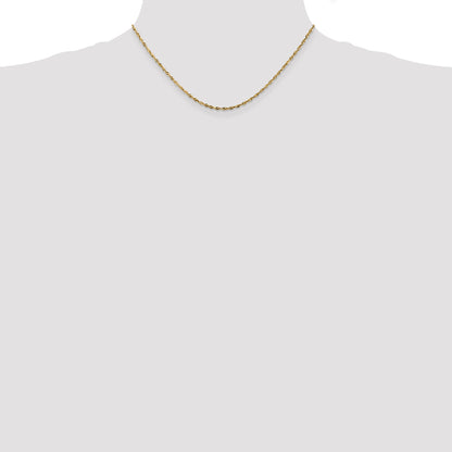16 Inch 10K Yellow Gold 1.8mm Extra-Light D/C Rope Chain Necklace