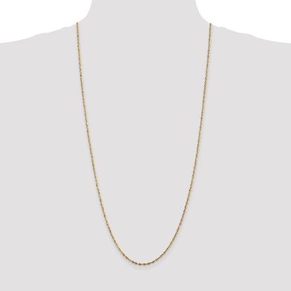 3 Inch 10K Yellow Gold 1.8mm Extra-Light D/C Rope Chain Necklace