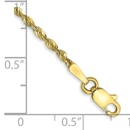7 Inch 10k Yellow Gold 1.8mm Extra-Light D/C Rope Chain Bracelet
