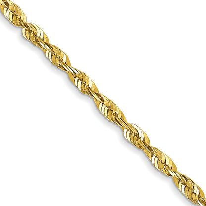 3 Inch 10K Yellow Gold 1.8mm Extra-Light D/C Rope Chain Necklace