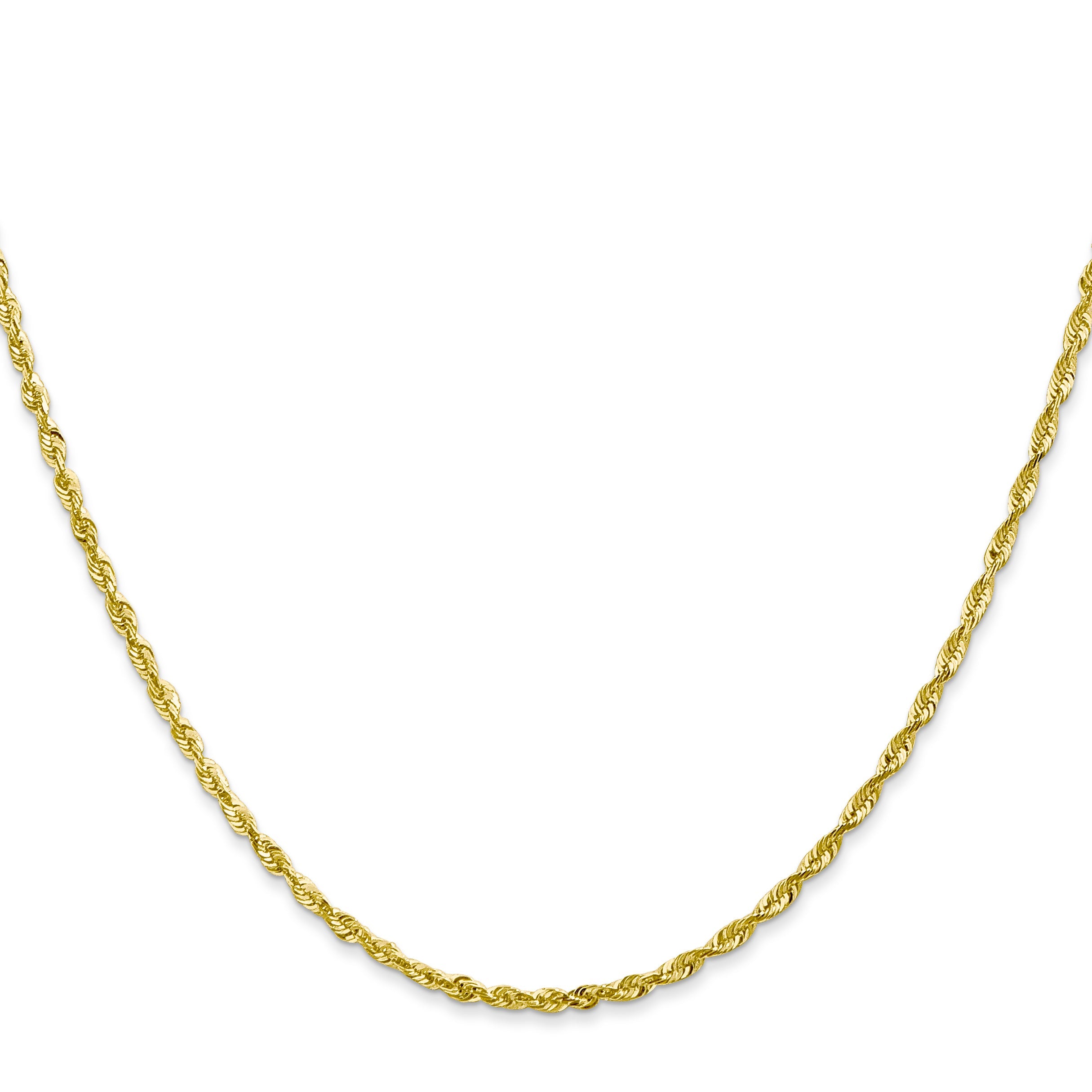 9 Inch 10K Yellow Gold 2.0mm Extra-Light D/C Rope Chain Bracelet