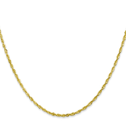 2 Inch 10K Yellow Gold 2.0mm Extra-Light Diamond Cut Rope Chain Necklace