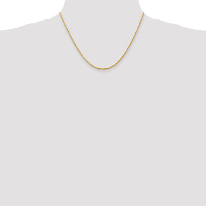 18 Inch 10K Yellow Gold 2.0mm Extra-Light D/C Rope Chain Necklace