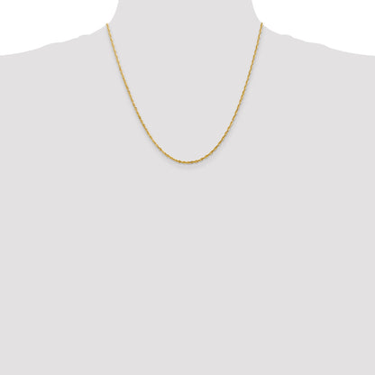 2 Inch 10K Yellow Gold 2.0mm Extra-Light Diamond Cut Rope Chain Necklace