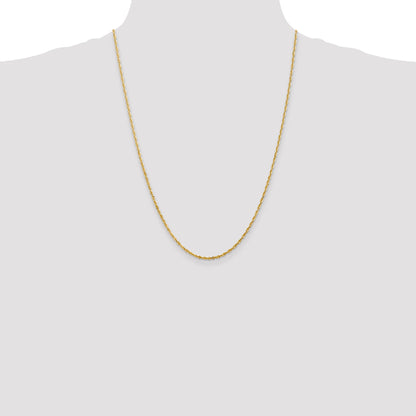 24 Inch 10K Yellow Gold 2.0mm Extra-Light D/C Rope Chain Necklace