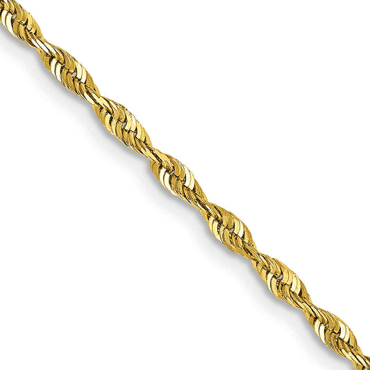 16 Inch 10K Yellow Gold 2.0mm Extra-Light D/C Rope Chain Necklace