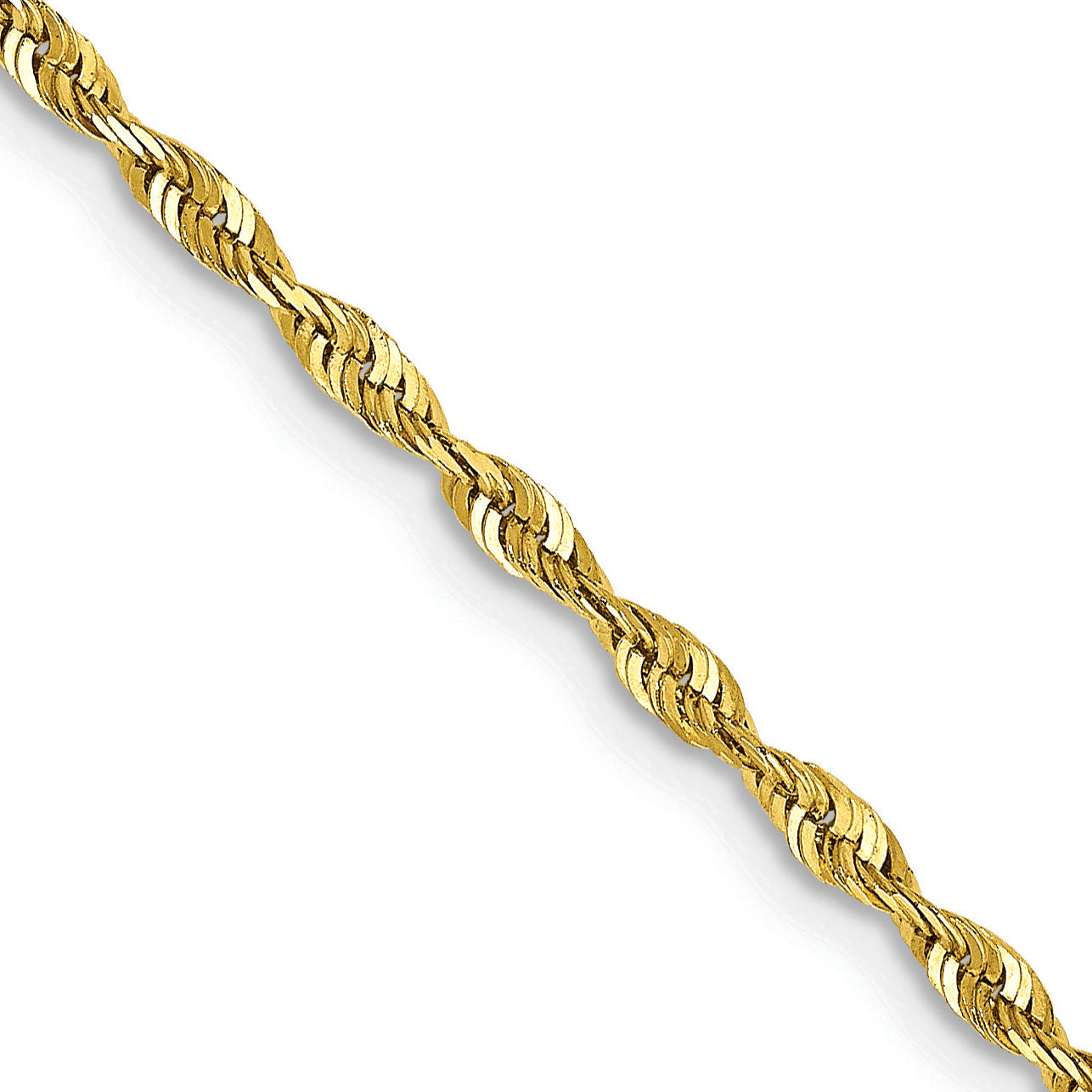 18 Inch 10K Yellow Gold 2.0mm Extra-Light D/C Rope Chain Necklace