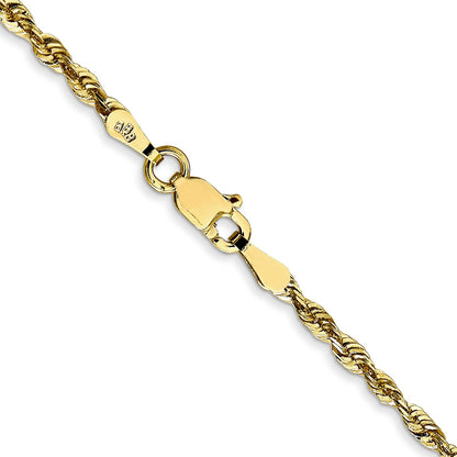 24 Inch 10K Yellow Gold 2.25mm Extra-Light Diamond Cut Rope Chain Necklace