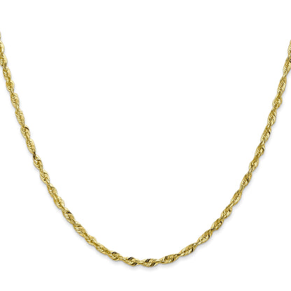 2 Inch 10K Yellow Gold 2.50mm Extra-Light Diamond Cut Rope Chain Necklace