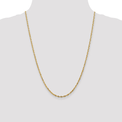 24 Inch 10K Yellow Gold 2.50mm Extra-Light D/C Rope Chain Necklace