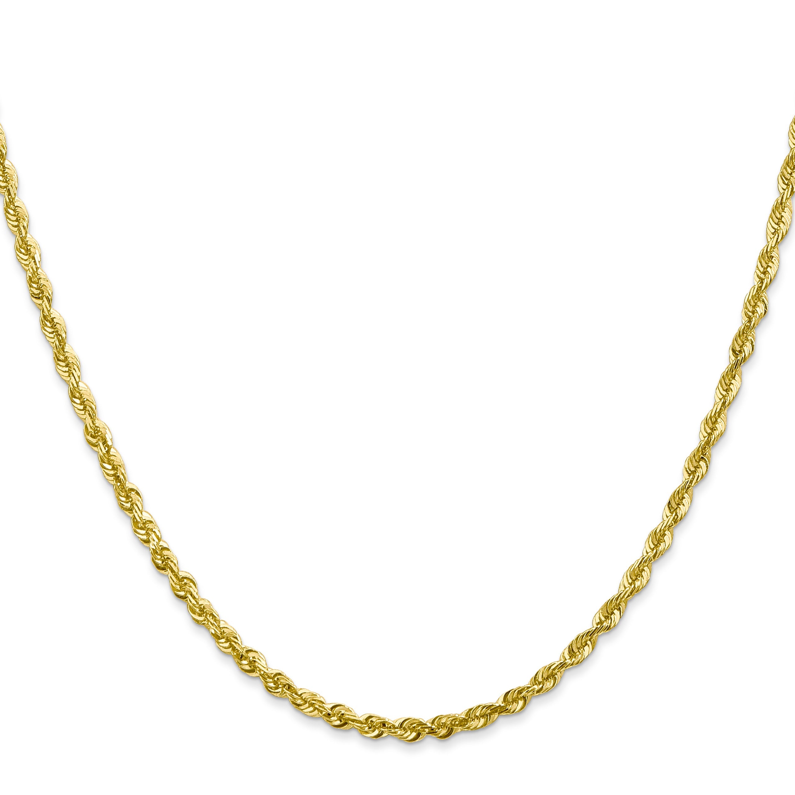 2 Inch 10K Yellow Gold 2.75mm Extra-Light D/C Rope Chain Necklace