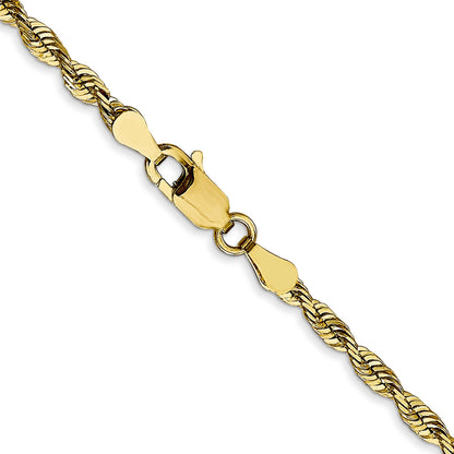 22 Inch 10K Yellow Gold 2.75mm Extra-Light D/C Rope Chain Necklace