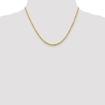 18 Inch 10K Yellow Gold 2.75mm Extra-Light D/C Rope Chain Necklace