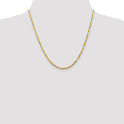 2 Inch 10K Yellow Gold 2.75mm Extra-Light D/C Rope Chain Necklace