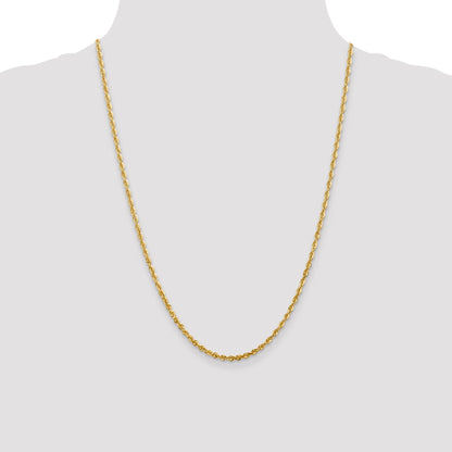 24 Inch 10K Yellow Gold 2.75mm Extra-Light D/C Rope Chain Necklace