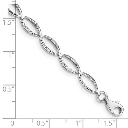 10K White Gold Polished Oval Link Bracelet