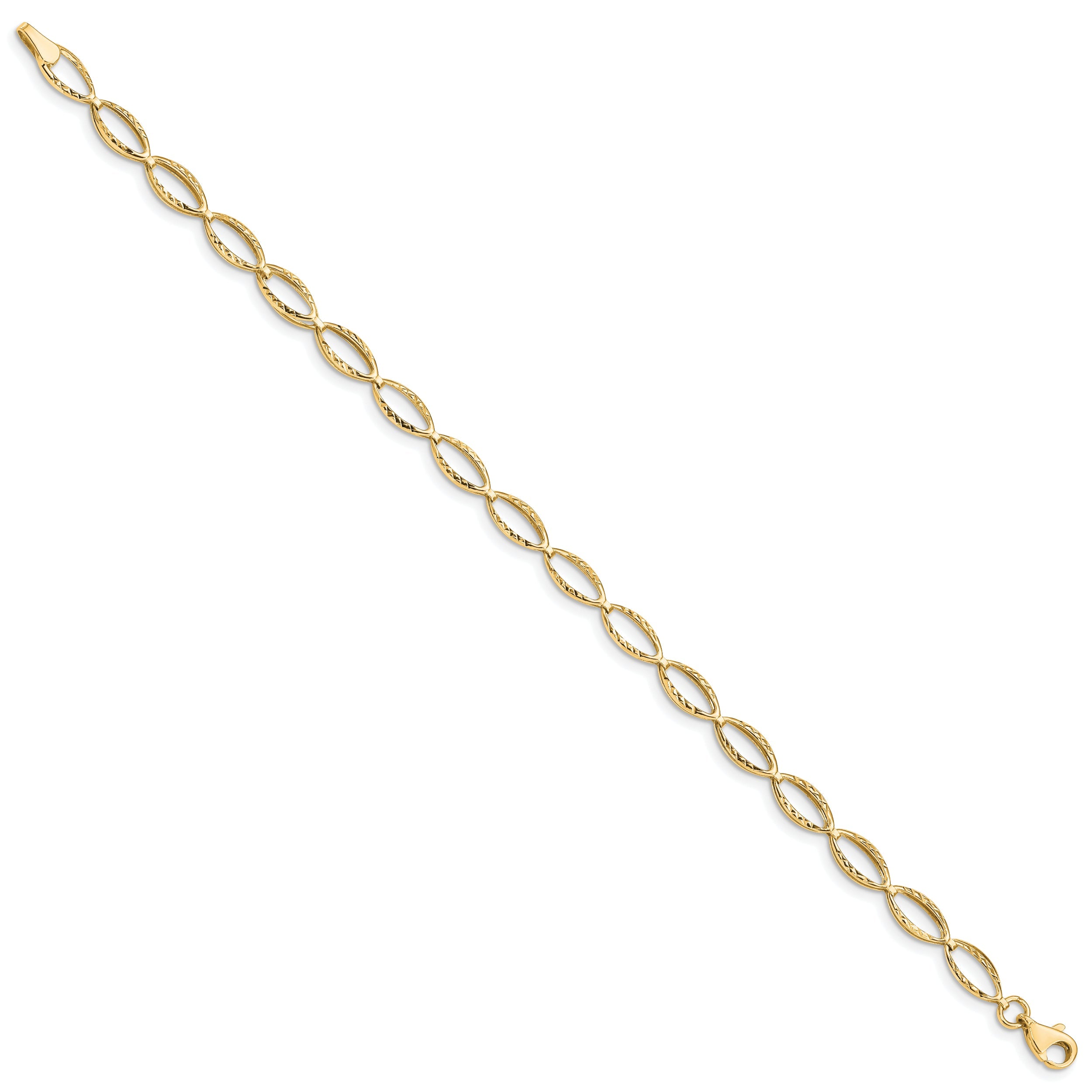 10K Yellow Gold Polished Oval Link Bracelet
