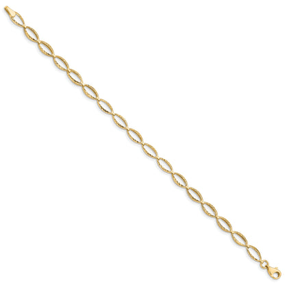 10K Yellow Gold Polished Oval Link Bracelet