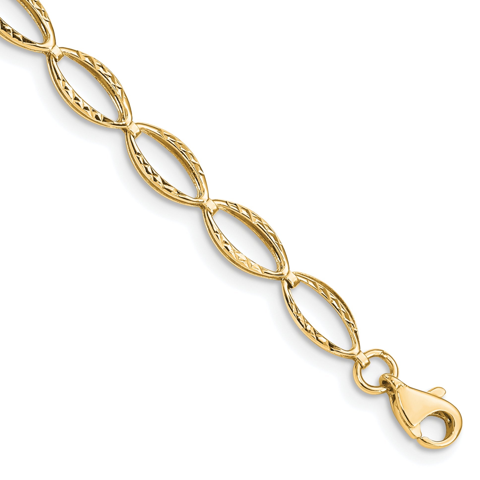 10K Yellow Gold Polished Oval Link Bracelet