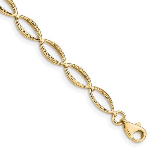 10K Yellow Gold Polished Oval Link Bracelet