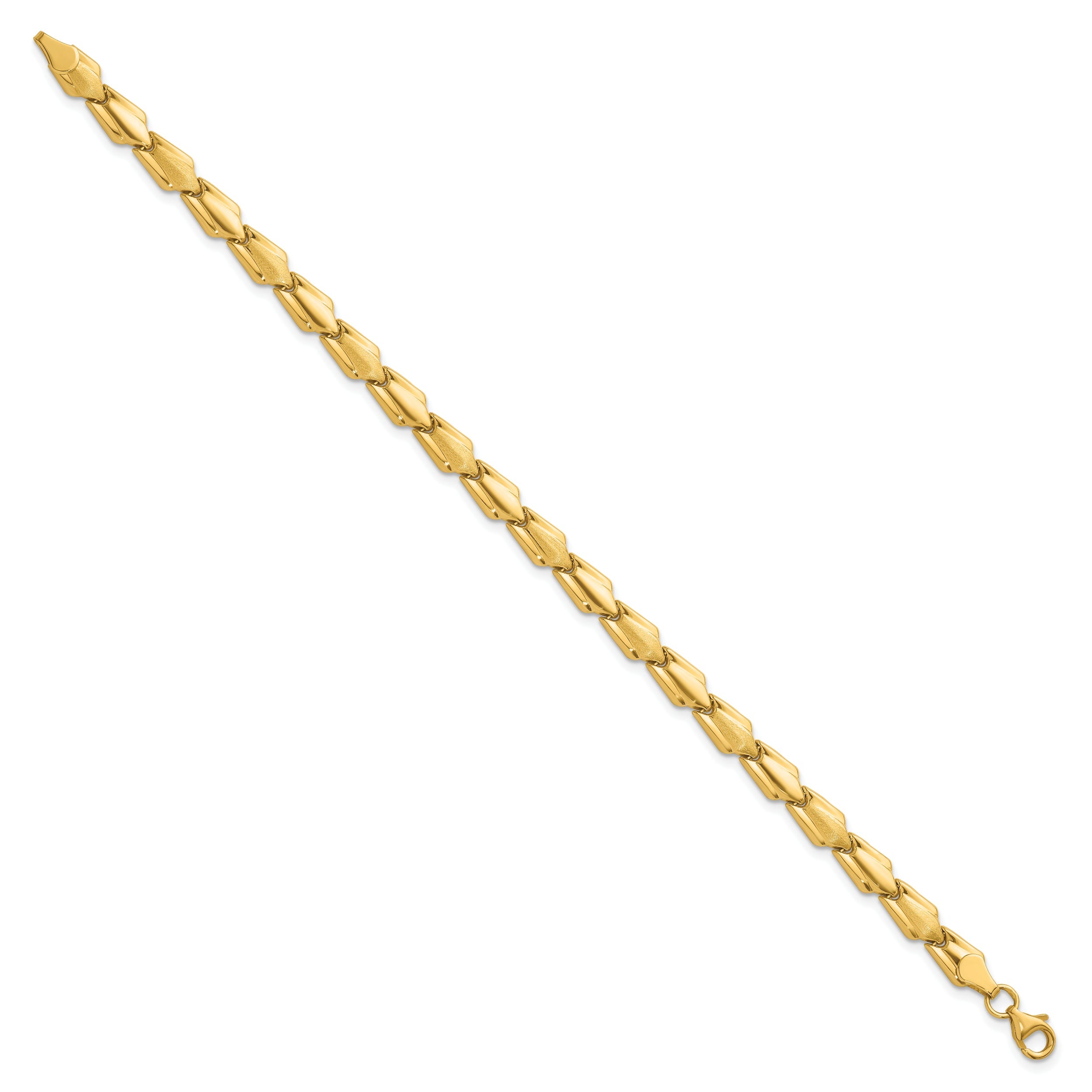 10K Yellow Gold 10K Polished And Satin Fancy Link 7.5 Inch Bracelet